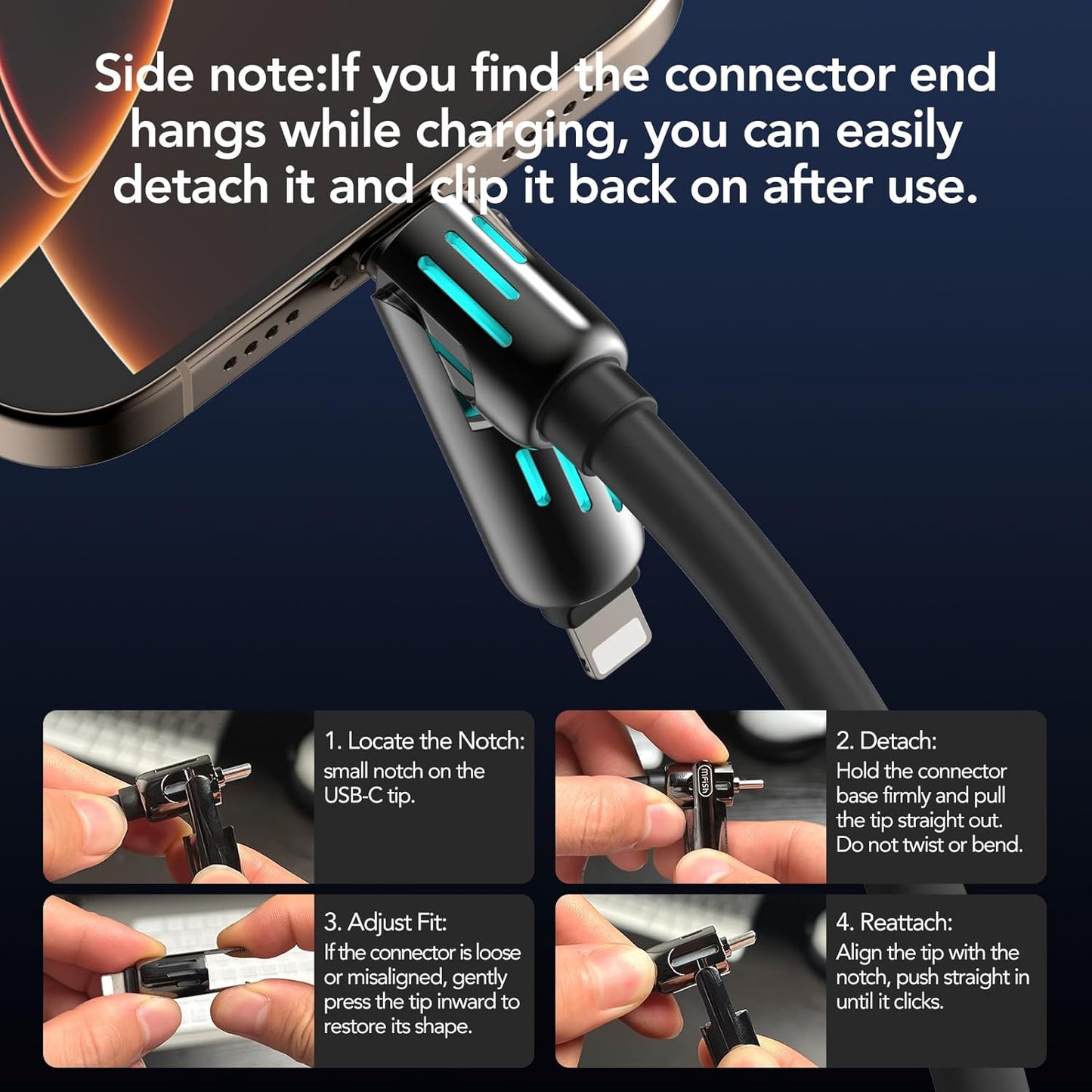 ChargeMaster™ 240W 4-in-1 USB-C Fast Charging Cable with Free Storage Bag – Universal 4-Device Compatibility