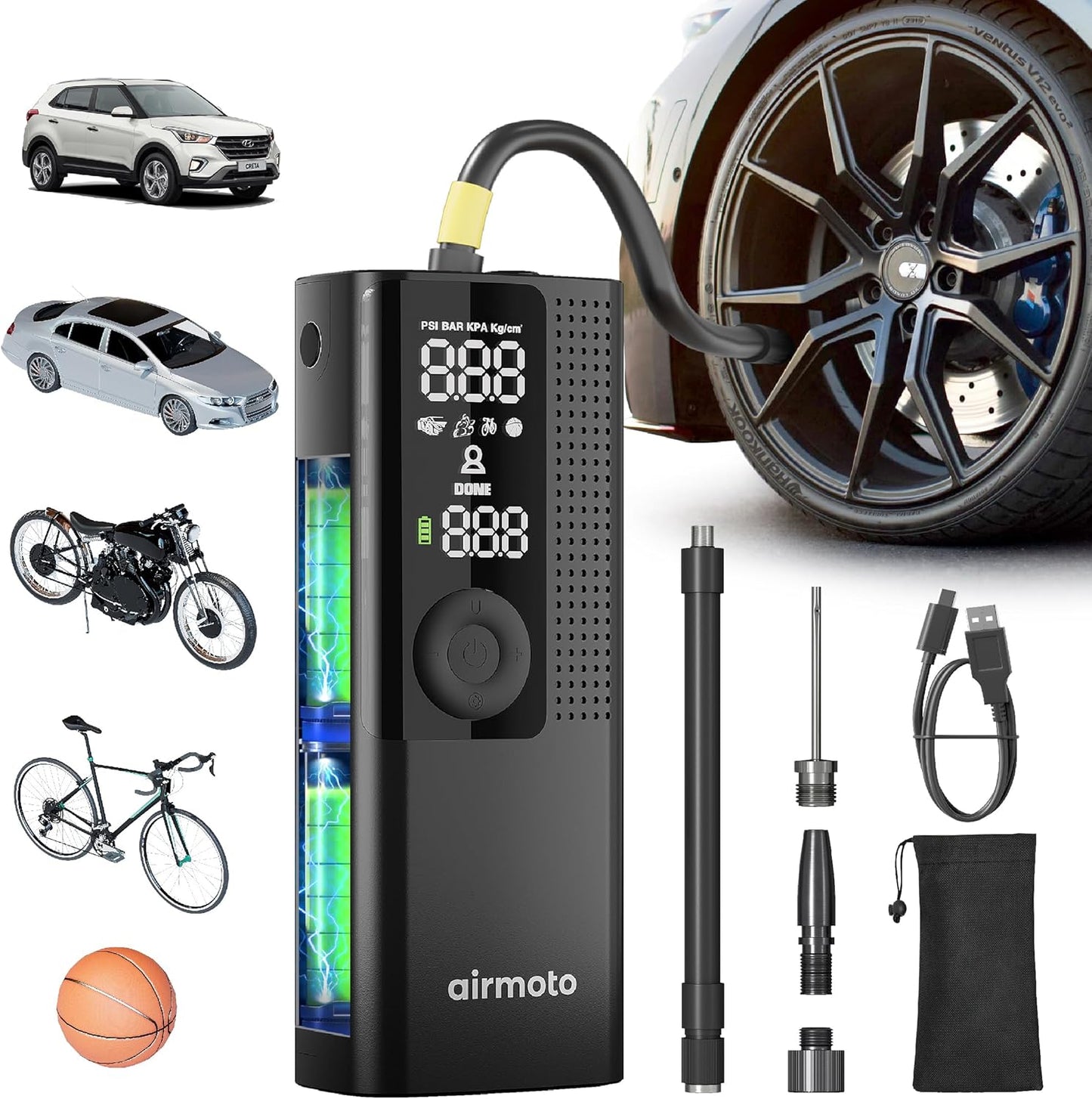 AirFlowPro™ 120W High-Pressure Air Pump – 17 L/min Air Flow, Compact & Portable Inflator